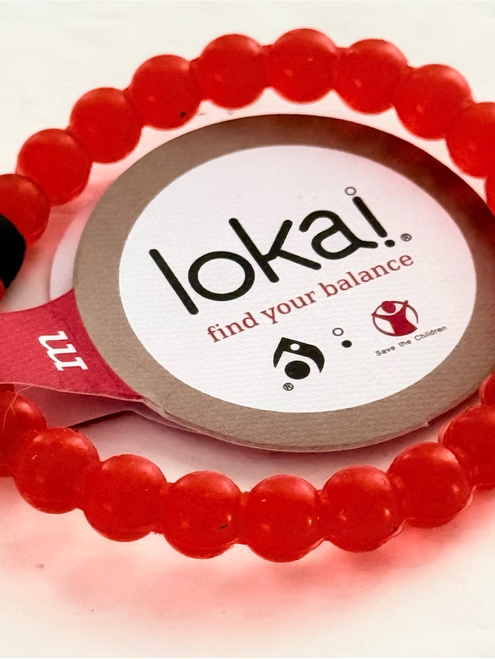 Lokai Find Your Balance Orange Bead Stretch Bracelet Save The Children NWT